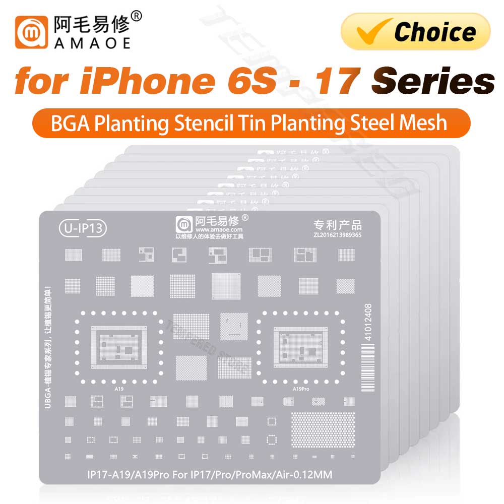 QIANLI MEGA-IDEA Black BGA Reballing Stencil Multifunction Universal Net for iPhone 6-17 Pro Max Planting Tin Steel Mesh Tools
