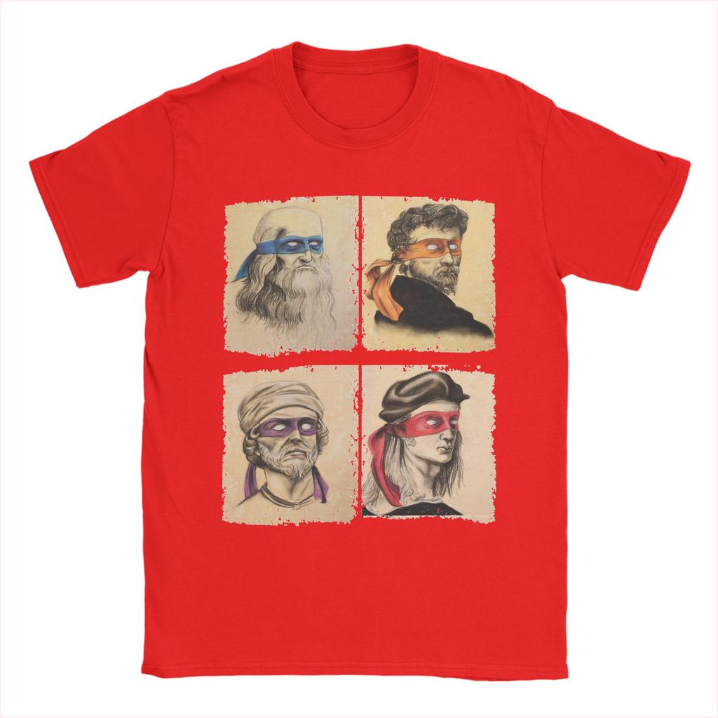 Science Turtles T Shirt Men Pure Cotton Fun T-Shirt Round Collar Mutant Ninja Renaissance Tees Short Sleeve Clothing Adult