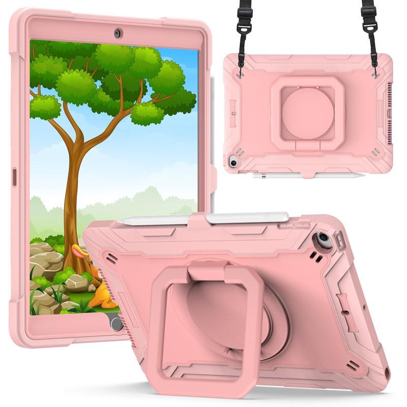 Silicone Kickstand Case IPad 8th Gen 10.2 Inch With Detachable Wrist Strap Shockproof Anti-Fingerprint Dual-Tone Design