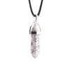 Synthetic Turquoise & Peacock Red Stone Double-Point Hexagon Pendant Necklace