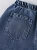 Single-piece girls' outdoor casual blue retro ripped straight leg loose long jeans for autumn and winter.