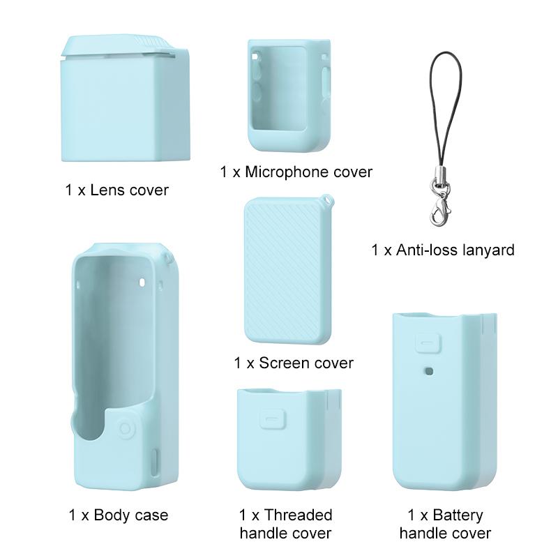 PULUZ 6 in 1 Silicone Protective Case For DJI OSMO Pocket 3 Body Lens Handle Screen Mic Anti-bump Cover Camera Shell Accessories
