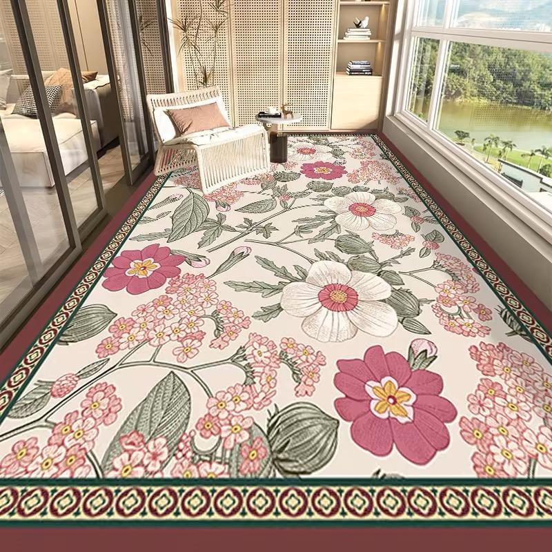 Amerikanischer Vintage Kristall Samt Teppich Pastoralen Stil Zu Hause Dekoration Blume Wohnzimmer Sofa Kaffee Tisch Matte Veranda Teppich