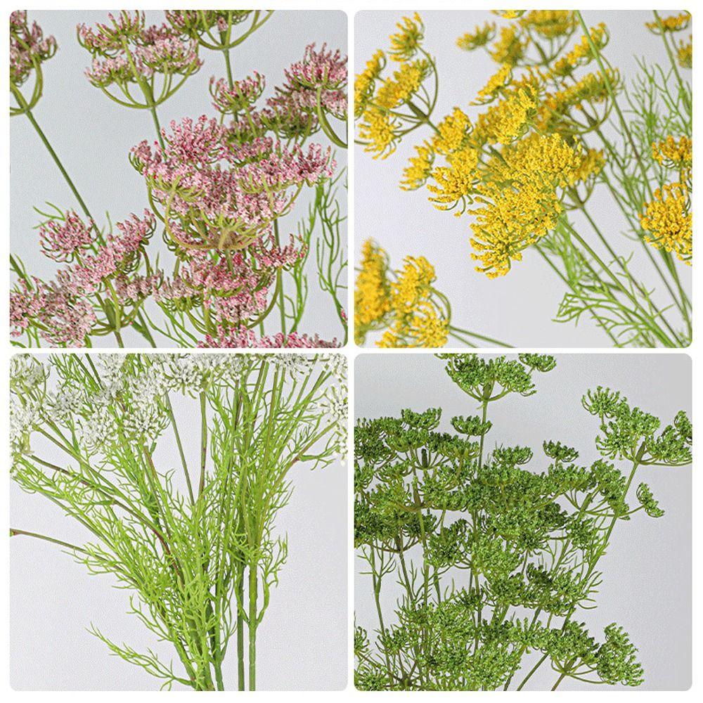 Beautiful Artificial Lace Flower Branch 5 Head Simulated Green Plants Outdoor Garden Decor