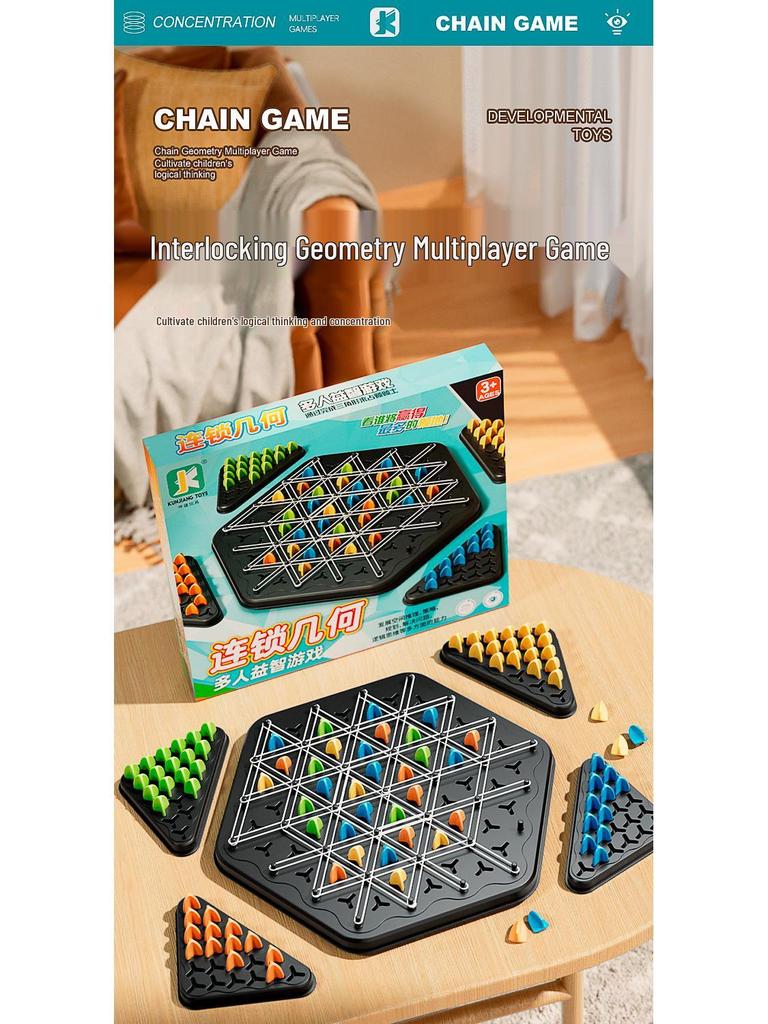 Trójkątne Szachy Gumka Recepturka Puzzle Zabawka dla Dzieci - Wielopoziomowa Gra Strategiczna