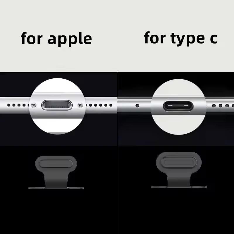2/4/6Pcs Charging Port Anti-Dust Dirt Plug for iPhone Samsung USB Type-C Port Protector Silicone Dustplugs Cover Anti-Lost Cap