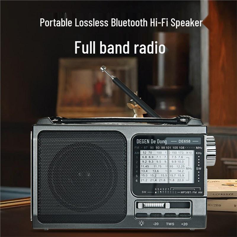 

Dejing DE658 High-End Bluetooth Speaker with USB, Lossless Audio, and Full Band Lighting Radio Dark Gray Standard