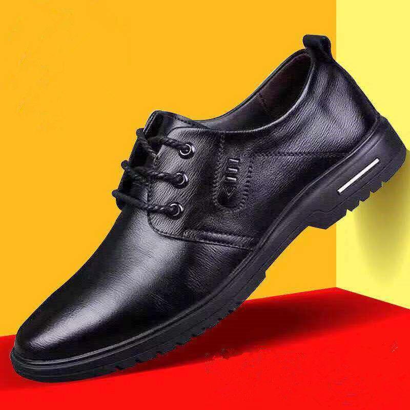 Weiches Leder Weiche Sohle Frühling und Sommer Herren Lederschuhe Business Casual Schuhe Herren Runde Spitze Schnürung Werkzeugschuhe