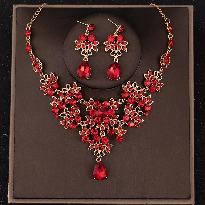 

Свадебный комплект украшений со стразами: Серьги и ожерелье, подходящие к свадебным и вечерним платьям красный