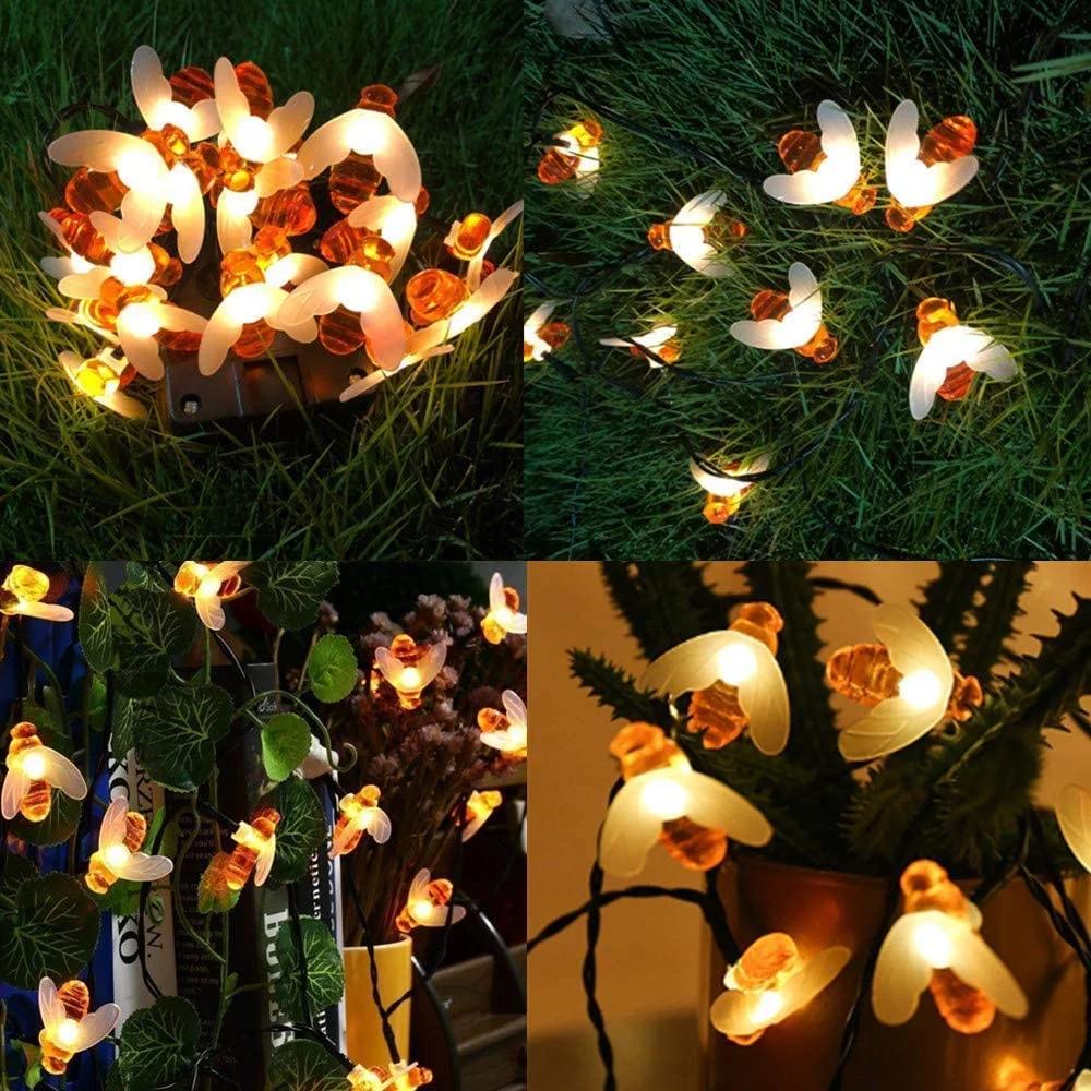 100LED Solar Bee String Lights Outdoor Fairy Light Christmas Garland 8 Modes Waterproof Patio Garden Party Xmas Decor