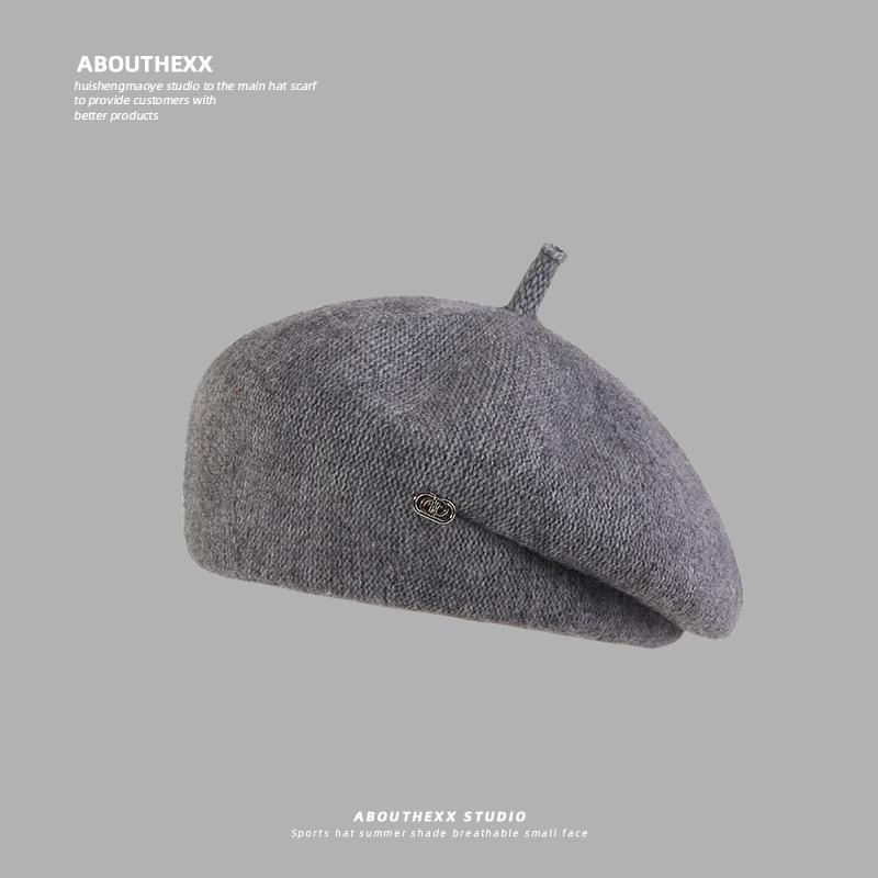 Hat Women's Autumn and Winter Korean Version Fashionable Versatile Beret British Retro Literary Painter Hat Showing Face Tabloid Hat Trend