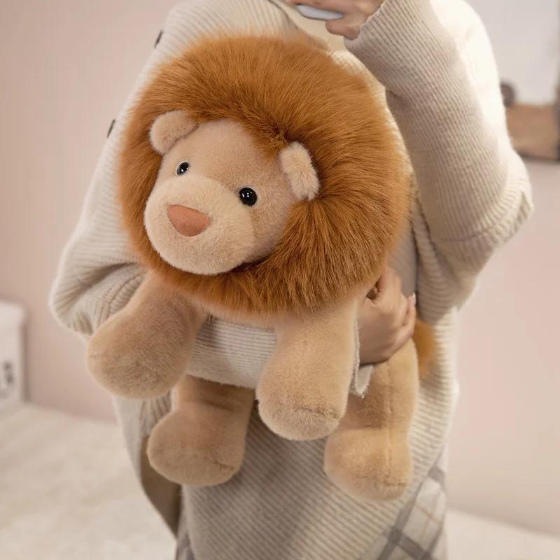 Soft Cuddly Lion Stuffed Plush Toy Fluffy Mane Lion Animal Doll Kawaii Soothing Plushie Throw Pillow Sofa Bed Home Decor Gifts