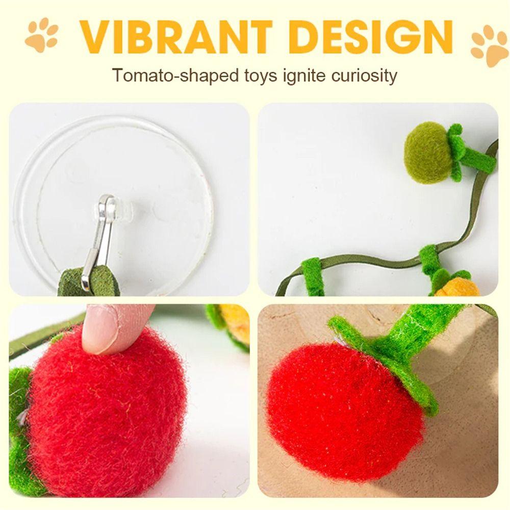 Pet Supplies Bite Resistant Tomato Cat Teaser with Bell Boredom Relief Interactive Kitten Teaser Rope Self Play