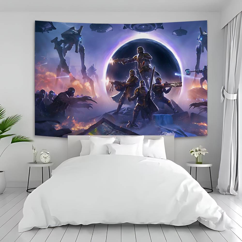 Video Game HHelldivers Anime Tapestry Hanging Tarot Hippie Wall Rugs Dorm Wall Hanging Sheets