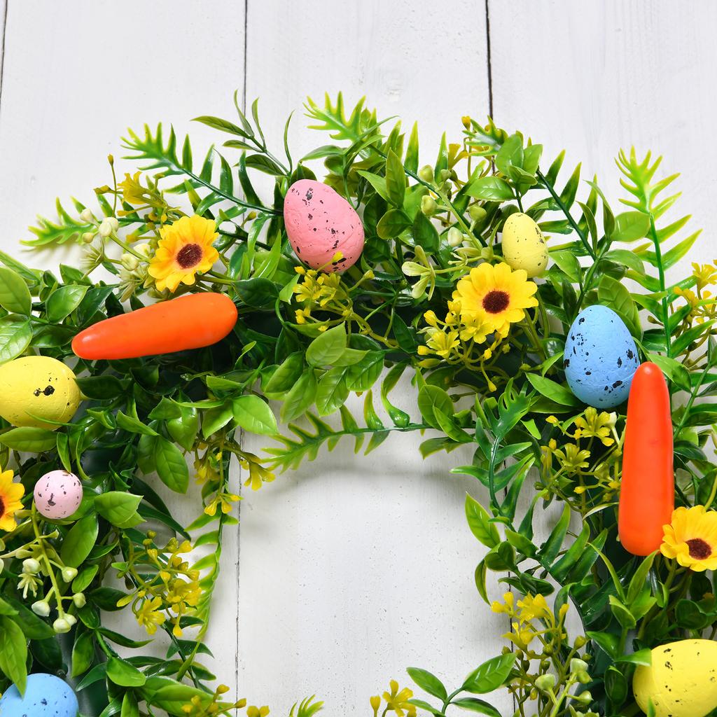 Easter Home Green Plant Easter Egg Wreath Door Hanging American Decorative Tree Half-Sided Tree Rattan Staircase Wall Hanging