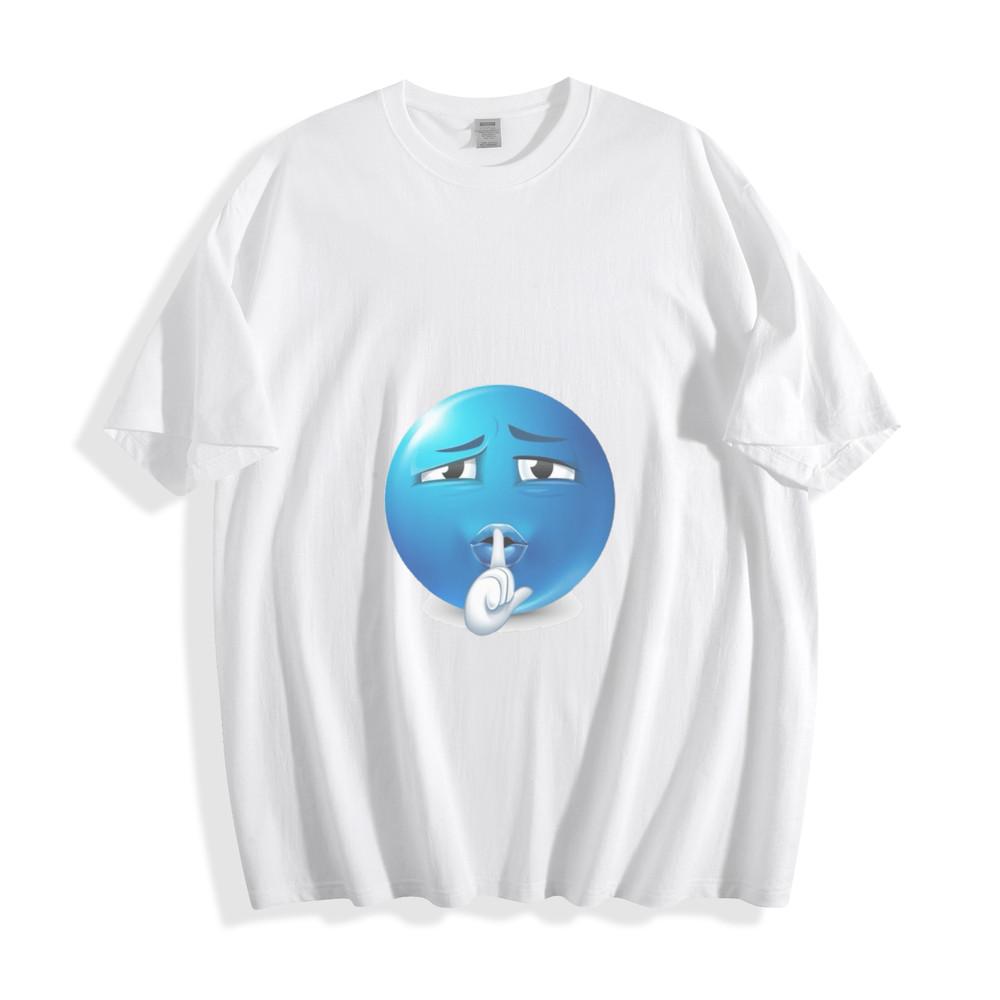 Mysterious Blue Emoji Shush T-Shirt - Secretive and Cool Design Unisex Tee