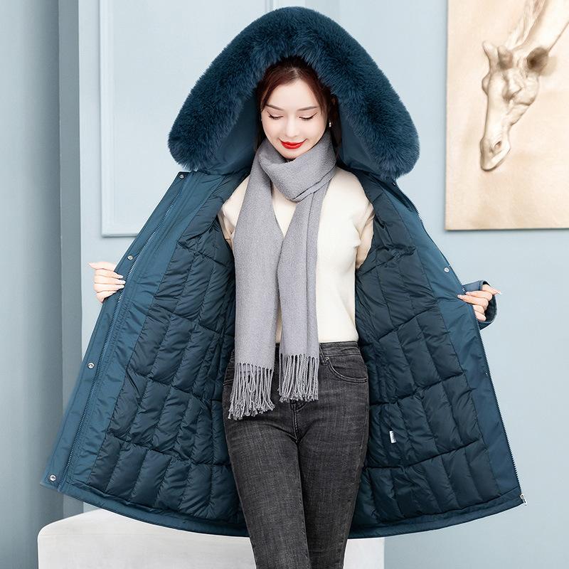Long Pie To Overcome Cotton-padded Women's Winter New Thick Non-removable Liner Slim Down Cotton-padded Jacket