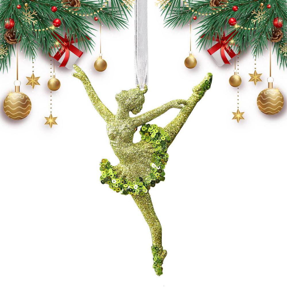 Snowflake Ornament 3D Lightweight Festive Green Glitter Detail Pendant Snowflake Christmas Ornaments For Indoor Home Living Room