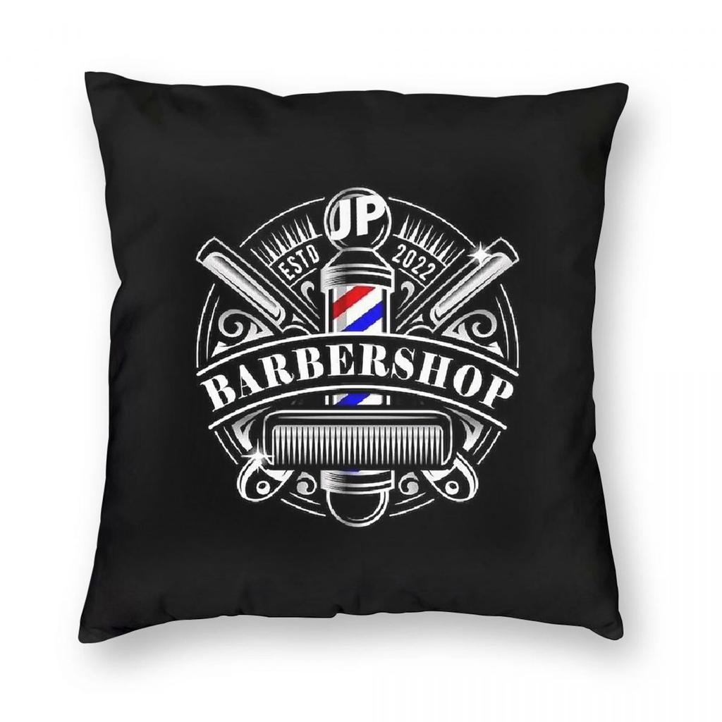 Barber Shop Sign Entrance Square Pillowcase Pillow Cover Cushion Throw Pillow for Home Sofa Living Room