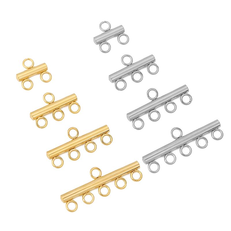 10pcs Stainless Steel Layer Necklace Bracelet Clasp Bails 5 Loops Drop Earrings Chains Connectors DIY Jewelry Findings Supplies