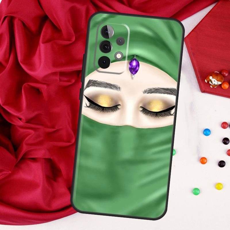 Muslim Islamic Gril Eyes Hijab For Samsung Galaxy A52 A32 A22 A54 A14 A16 A26 A36 A56 A55 A35 A05 A06 A15 A53 A33 A13 Case