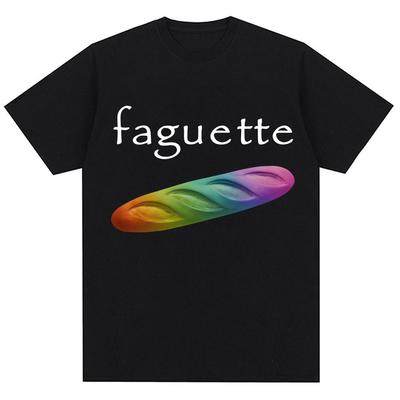 Fun Rainbow Baguette Expression Pattern T-shirt, Creative and Humorous 2025 Summer Pure Cotton 100% Printed Loose T-shirt