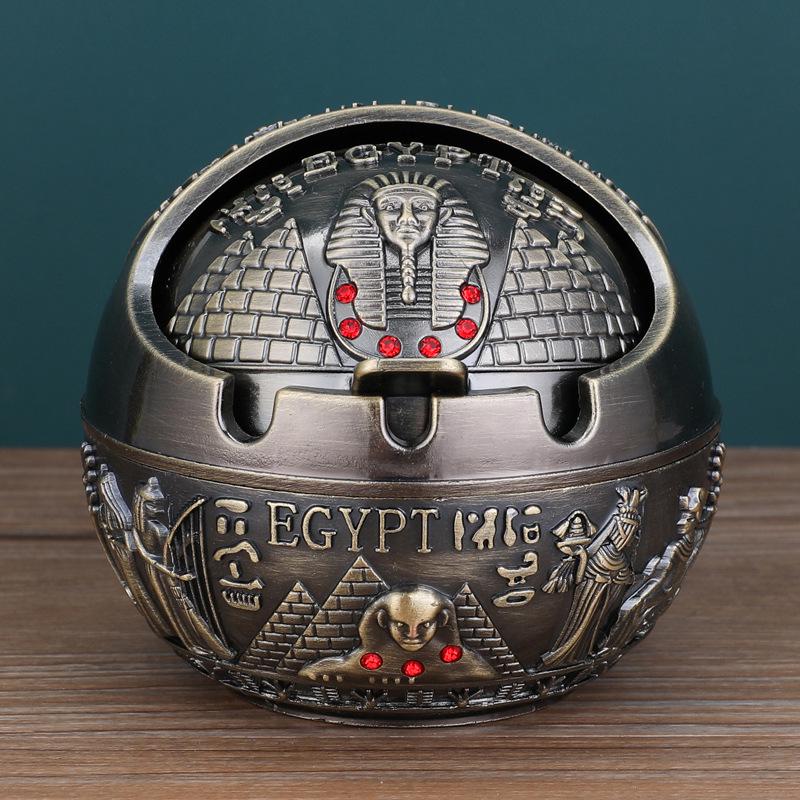 European Style Ashtray with Lid: Trendy, Drop-Proof, Anti-Fly Ash, Odor-Resistant, Luxury Living Room Decor.