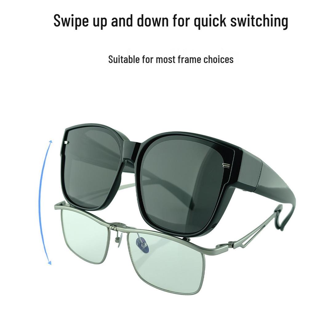 Unisex Polarized TR Clip-On Glasses Set - Trendy, Large Frame Sunglasses for Driving