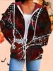 Halloween 3D Printed Hooded Cardigan Plus Size Autumn Winter Retro