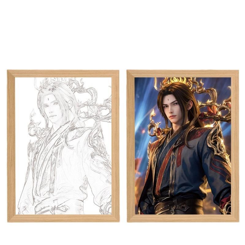 23cm/9.06in Anime Figure Cartoon Light Painting Night Lamp Muchen And Luoli Peripherals Collectible Birthday Gift Table Decorate