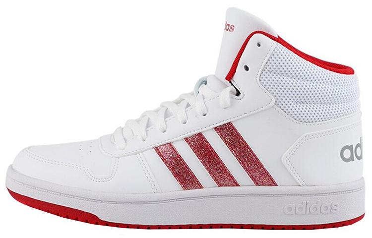 Adidas Hoops 2.0 Mid  White Red  Women s FW5695 36