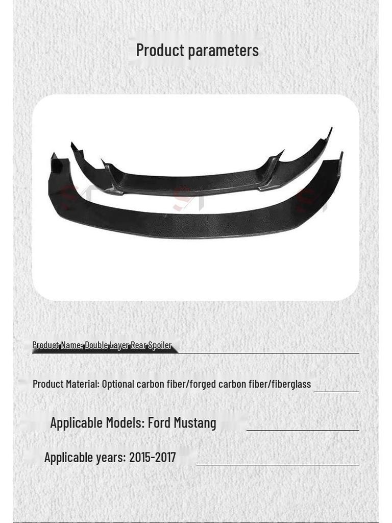 Carbon Fiber Double Layer Front Lip Splitter for Ford Mustang - Front Bumper Chin Kit.