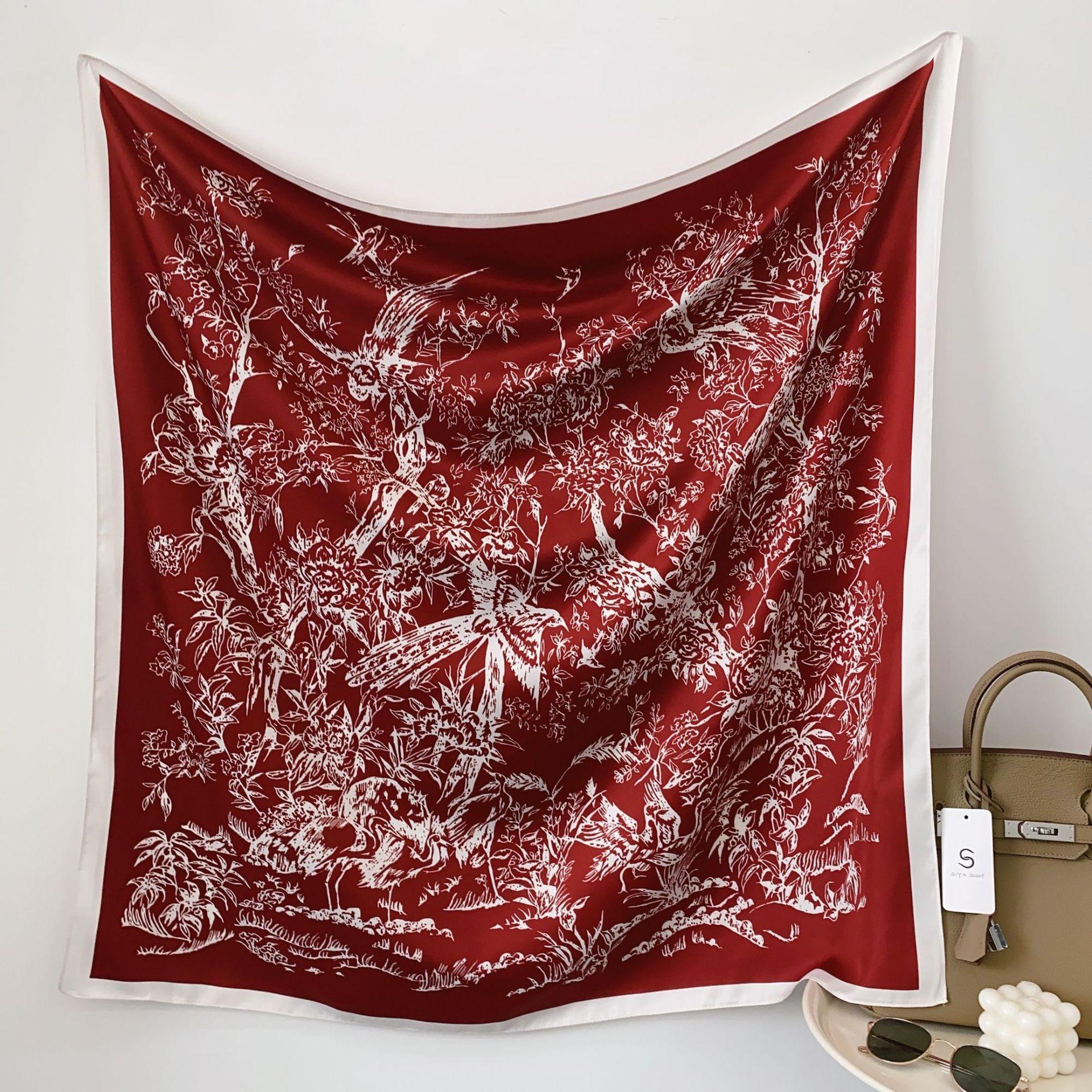 

Fashion 90Cm Magpie Twill Silk Women Scarf Beach Sunscreen Foulard Shawl Female Hair Hijab Wraps Neckerchief Bandanda Echarpe