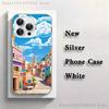 Stylized Houses Painting Phone Case For iPhone 17,16,15,14,13,12,11,Pro,Max,Plus,Mini,XS,SE Anti Fall White Matte Hard Bumper