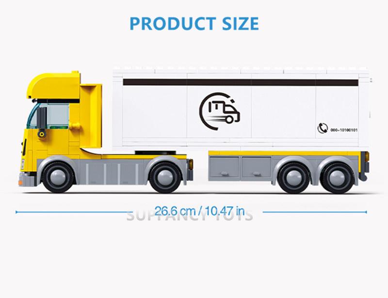269Pcs City Express Container Truck Model Building Blocks Set Creative Delivery Vehicle Car Diy Educational Toy For Children