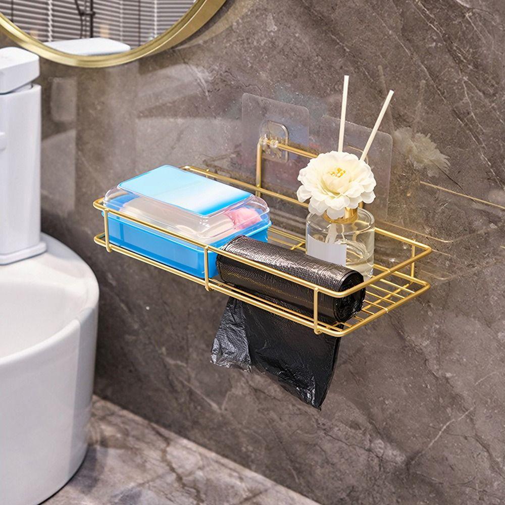 Metal Cosmetic Storage Shelf Wall Mounted Sanitary Organizer Shelf Bathroom Storage Rack  Household