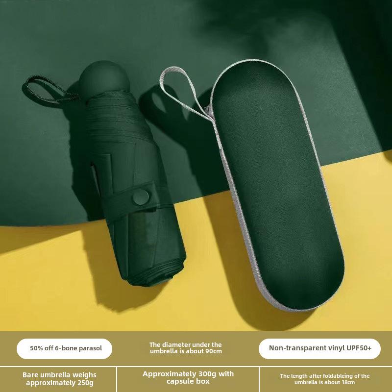 Compact Dual-Use Capsule Umbrella: Portable, Foldable, Lightweight, Sun & Rain Protection