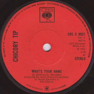 7palcová deska CHICORY TIP - Jak se jmenuješ CBSS8021 CBS 1972 UK Dance & Electronica Použitá