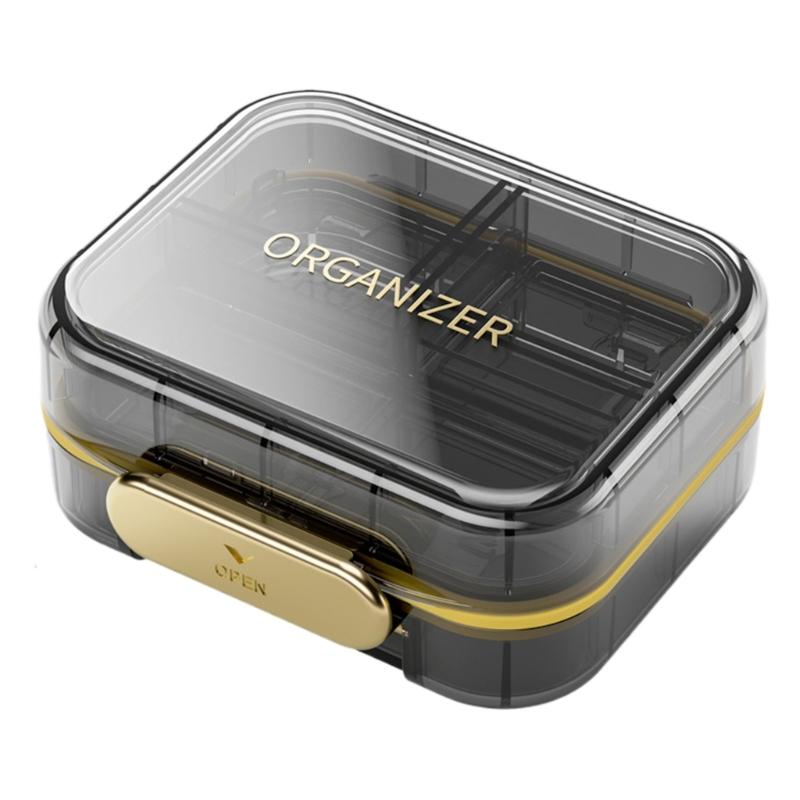 

Portable 7 Grids Pills Box Travel Medicine Organizer Container Clear Empty Tablets Storage Dispenser Box for Medicines чорний