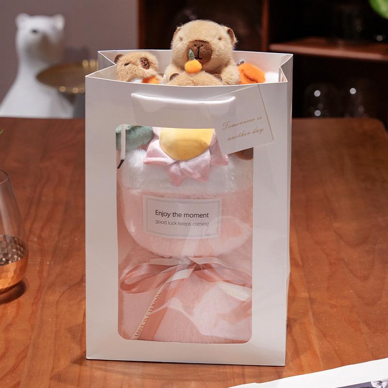 Buddha Capybara Plush Toy Bouquet - Cartoon Doll Gift for Birthdays or Christmas, Perfect for Girlfriend.