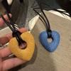 Ins Volcanic Stone Heart Necklace Elegant Personalized Sweater Chain  Sweater Decor