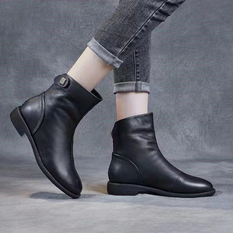 Fashion Zip Lightweight Women's Ankle Boots British Style Plain Booties On Offer Designer Luxury Y2k Autumn Goth Pu Female Short Shoes