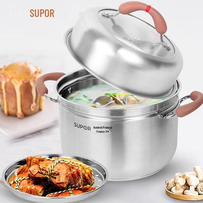 SUPOR 24cm Red Circle 304 Stainless Steel Steamer Pot