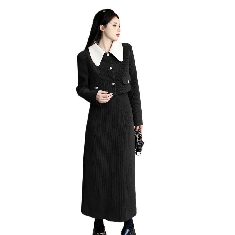 Autumn/Winter 2025 Corduroy Two-Piece Set for Plus Size Girls - Slimming & Stylish