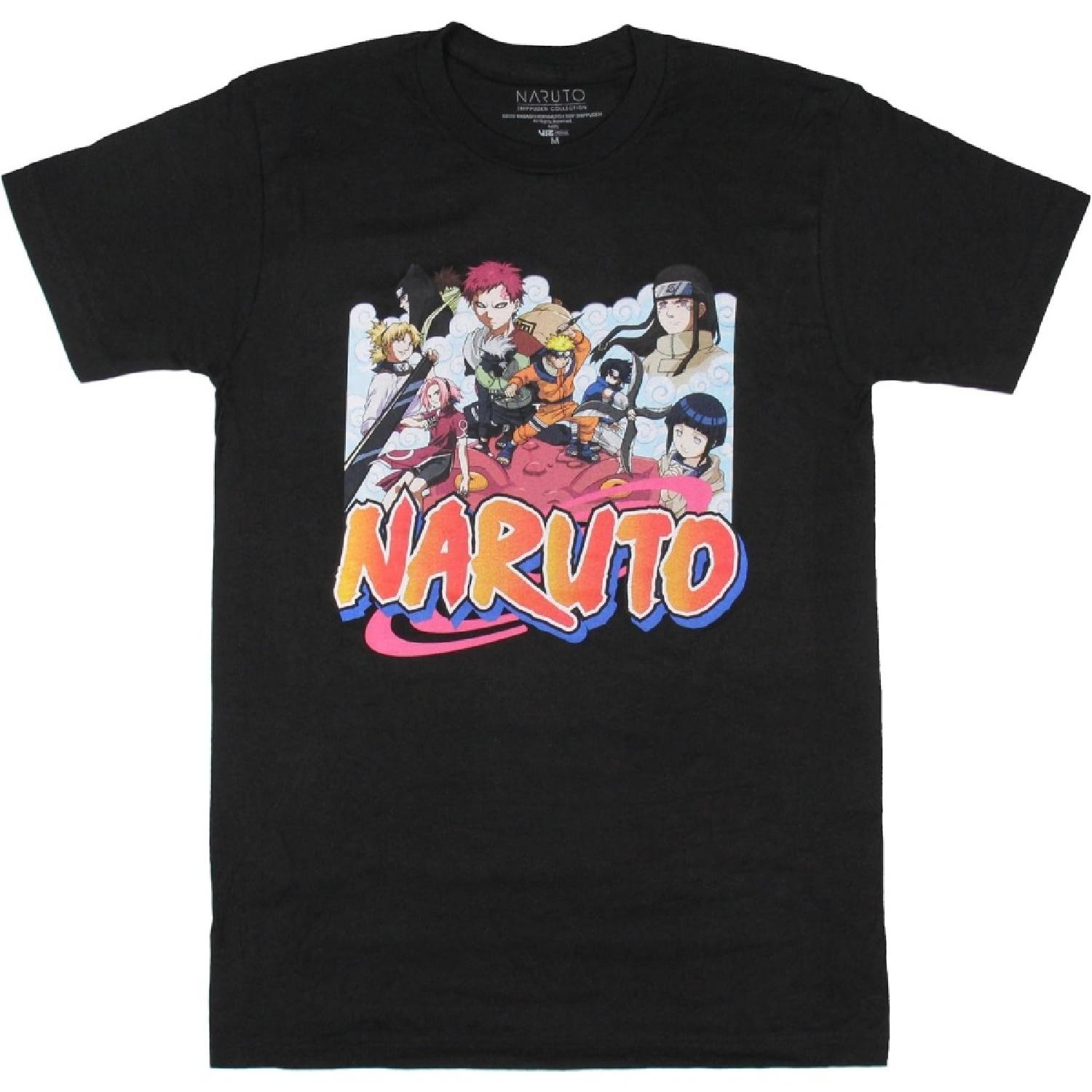 Naruto Shippuden Men s Red Dragon Character Collage Graphic Print Adult Anime T-Shirt S