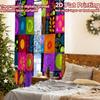 2pcs, 2D FLAT PRINTING Curtains (Without Rod) Pattern Mosaic(2) Christmas holiday curtains Semi-Sheer Curtains Versatile All Use