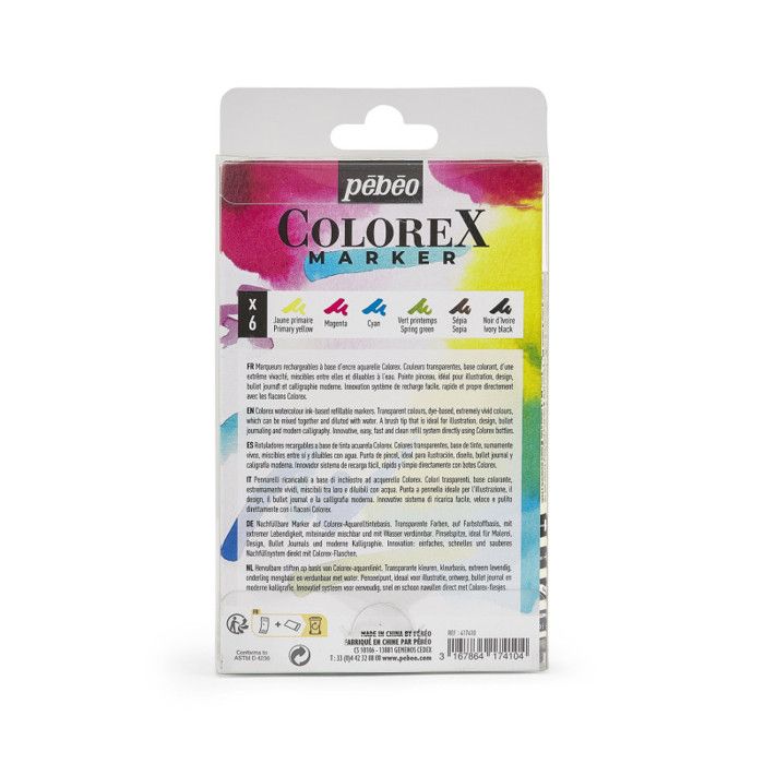 Marqueurs aquarelle - PEBEO - Colorex - 6 pcs - Mixte - Aquarelle