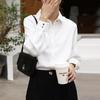 OL Stil Formale Frauen Weiße Hemden Drehen-unten Kragen Bluse Tops Elegante Arbeitskleidung Weibliche Blusa Einreiher Shirts lange Hülse