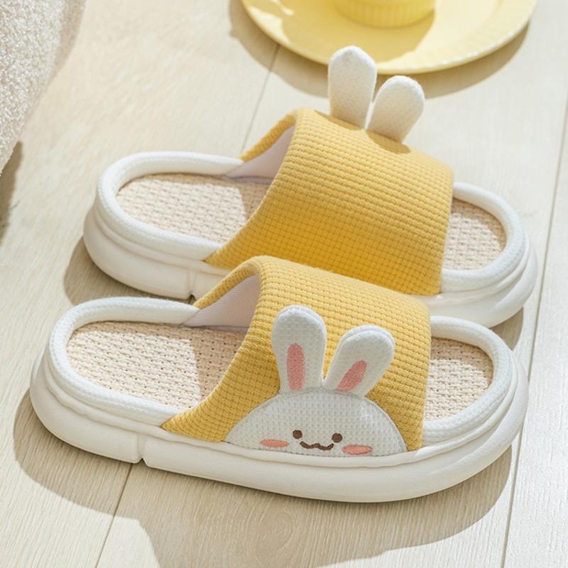 New product Spring and summer linen slippers women s breathable non-slip thick bottom cute floor mop home slippers women 36-37 Suitable for 35-36 3419₽
