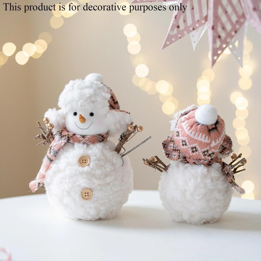 Pink Knitted Christmas Snowman Ornaments, Desktop Decorations, Small Holiday Party Figurines, Holiday Party Decorations